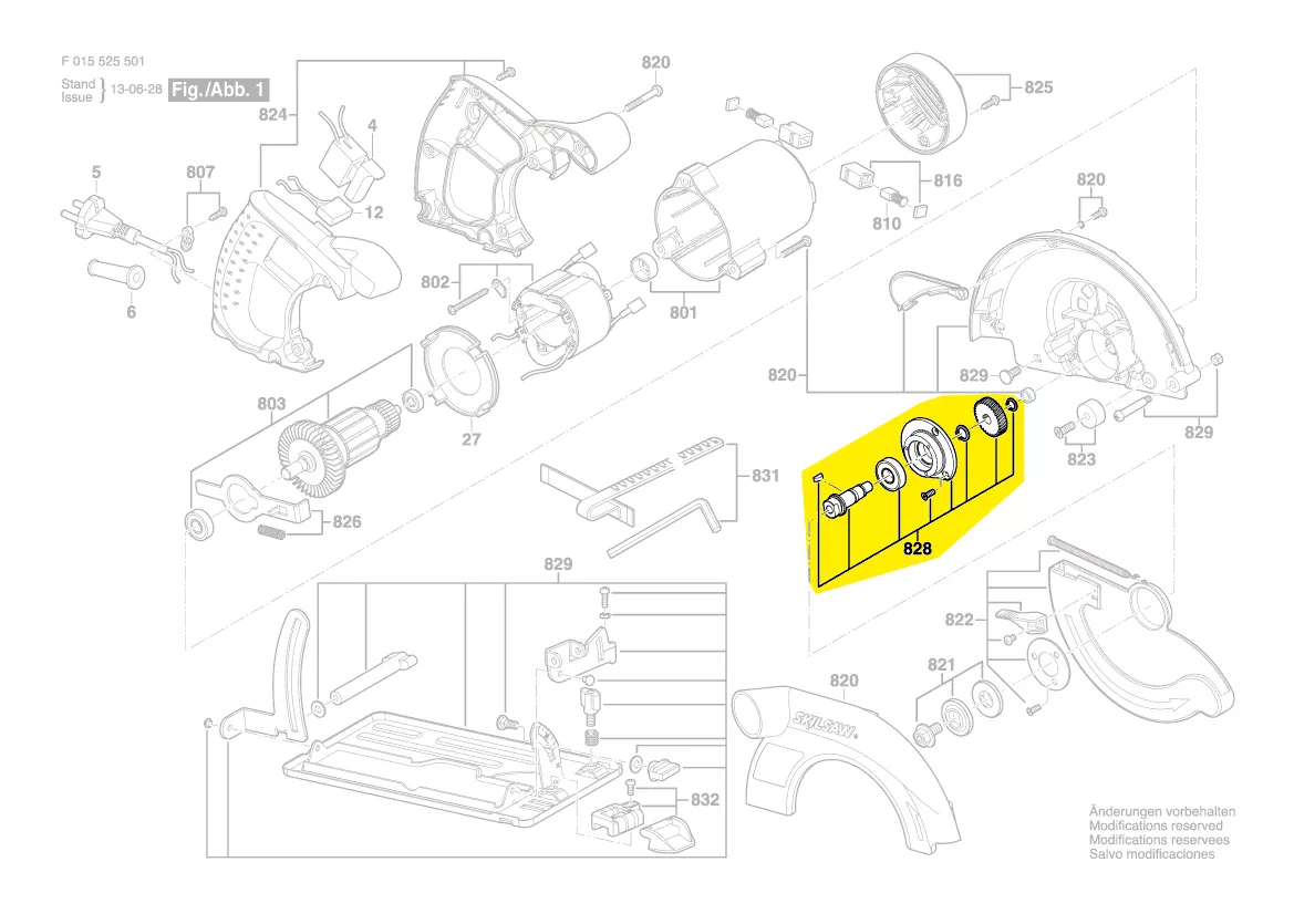 Arbre de transmission scie circulaire Skil 5865, 5765, 5665...